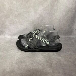 MEGNYA Braided Rope Sandals Women Size 9 Black Strappy Slingback Cushioned